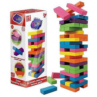 Play Wood Ahşap Renkli Denge Oyunu Eğitici Ahşap Blok Dizme ve Denge Oyuncağı 3+ Yaş - 1