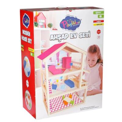 Play Wood Büyük Boy Ahşap Oyuncak Ev Seti - 1
