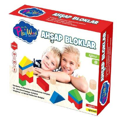 Play Wood Eğitici Ahşap Oyuncak Ahşap Bloklar 29 Parça - 1