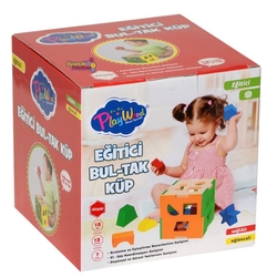 Play Wood Eğitici Ahşap Oyuncak Eğitici Bultak Küp 18 Parça - PlayWood-Onyıl