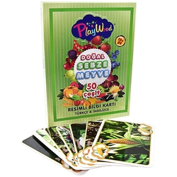 Play Wood Eğitici Resimli Bilgi Kartları Sebze ve Meyveler 50 Çeşit - 2