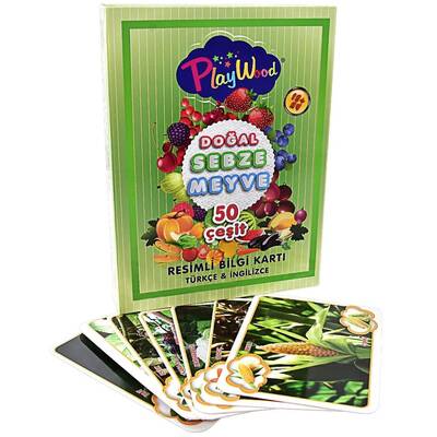 Play Wood Eğitici Resimli Bilgi Kartları Sebze ve Meyveler 50 Çeşit - 2