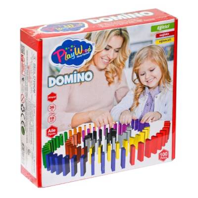 Play Wood Renkli Ahşap Domino Oyunu 100 Parça ONY-388 - 1