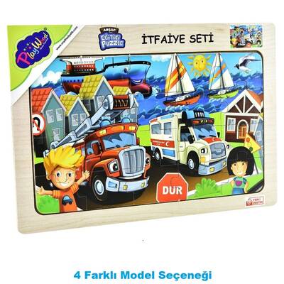 PlayWood Ahşap Eğitici İtfaiye Seti Puzzle 20 Parça - 1