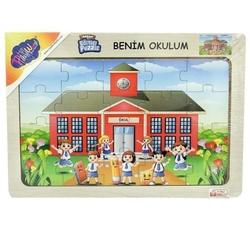 PlayWood Ahşap Eğitici Puzzle 20 Parça Benim Okulum 4 Asorti - 1