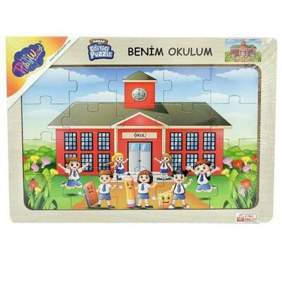 PlayWood Ahşap Eğitici Puzzle 20 Parça Benim Okulum 4 Asorti - 1