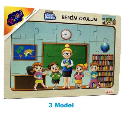 PlayWood Ahşap Eğitici Puzzle 20 Parça Benim Okulum 4 Asorti - 4