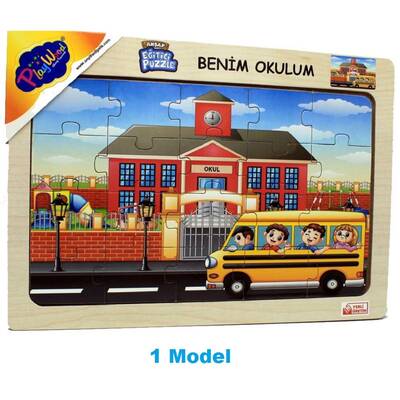 PlayWood Ahşap Eğitici Puzzle 20 Parça Benim Okulum 4 Asorti - 5