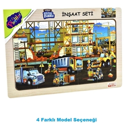 PlayWood Ahşap Eğitici Puzzle 20 Parça İnşaat Seti - 1