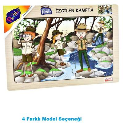PlayWood Ahşap Eğitici Puzzle İzciler Kampta 20 Parça - 1