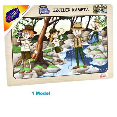 PlayWood Ahşap Eğitici Puzzle İzciler Kampta 20 Parça - 2