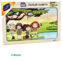 PlayWood Ahşap Eğitici Puzzle İzciler Kampta 20 Parça - 5