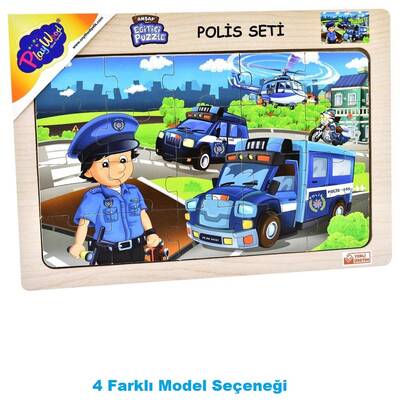 PlayWood Ahşap Eğitici Puzzle Polis Seti 20 Parça - 1