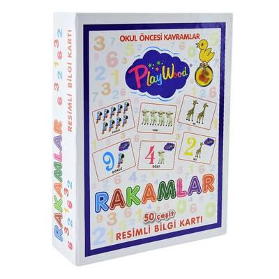 PlayWood Eğitici 50 Çeşit Rakam ve Resimli Bilgi Kartları - 1