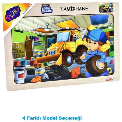 PlayWood Eğitici Ahşap Frame Puzzle Tamirhane 20 Parça - 1