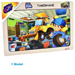 PlayWood Eğitici Ahşap Frame Puzzle Tamirhane 20 Parça - 2