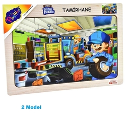 PlayWood Eğitici Ahşap Frame Puzzle Tamirhane 20 Parça - 3