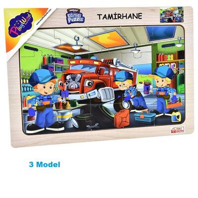 PlayWood Eğitici Ahşap Frame Puzzle Tamirhane 20 Parça - 4