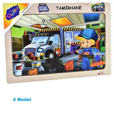 PlayWood Eğitici Ahşap Frame Puzzle Tamirhane 20 Parça - 5
