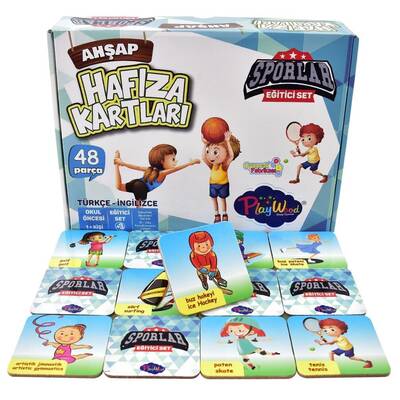 PlayWood Eğitici Ahşap Hafıza Kartları Sporcular-48 Parça - 2