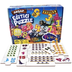 PlayWood Eğitici Ahşap Hafıza Oyun Kartları Sayılar 48 Parça - PlayWood-Onyıl
