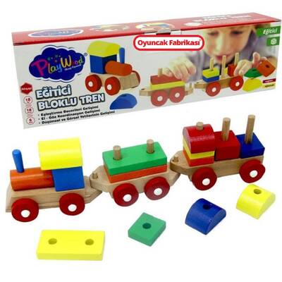 Playwood Eğitici Ahşap Oyuncak Bloklu Tren - 1