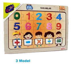 PlayWood Eğitici Ahşap Puzzle 20 Parça Rakamlar ve Harfler 4 Model - 3