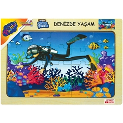 PlayWood Eğitici Ahşap Puzzle Denizde Yaşam 20 Parça - PlayWood-Onyıl