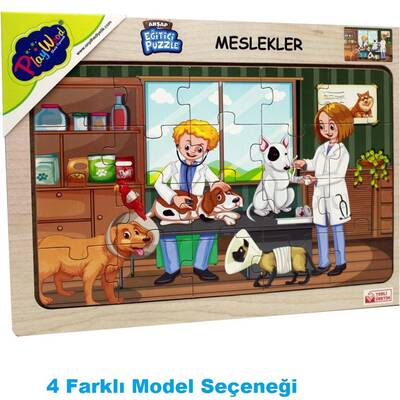 PlayWood Eğitici Ahşap Puzzle Meslekler 20 Parça - 1