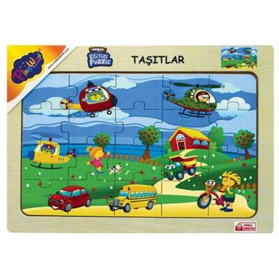 PlayWood Eğitici Ahşap Puzzle Taşıtlar 20 Parça Ahşap Yapboz - 2