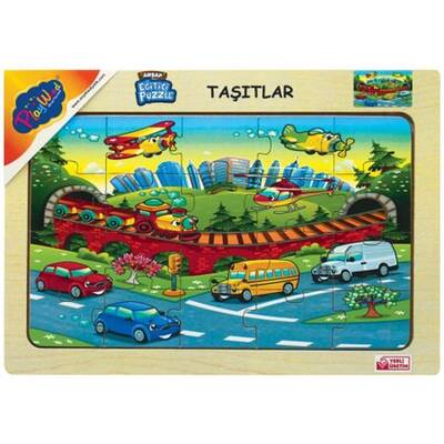 PlayWood Eğitici Ahşap Puzzle Taşıtlar 20 Parça Ahşap Yapboz - 3