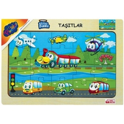 PlayWood Eğitici Ahşap Puzzle Taşıtlar 20 Parça Ahşap Yapboz - 4