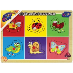 PlayWood Eğitici Ahşap Puzzle Tutmalı Küçük Sevimli Hayvanlar 6 Parça - 1
