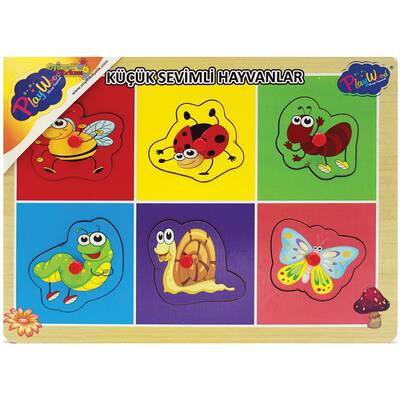 PlayWood Eğitici Ahşap Puzzle Tutmalı Küçük Sevimli Hayvanlar 6 Parça - 1