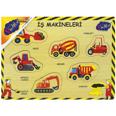 PlayWood Eğitici Ahşap Tutmaçlı Puzzle İnşaat İş Makinaları 6 Parça - 2