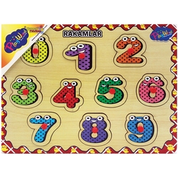 PlayWood Eğitici Ahşap Tutmaçlı Puzzle Rakamlar 9 Parça - PlayWood-Onyıl