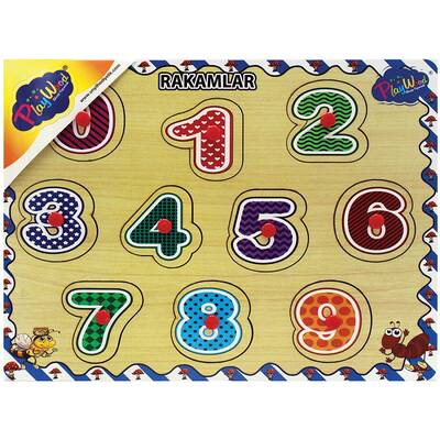 PlayWood Eğitici Ahşap Tutmaçlı Puzzle Rakamlar 9 Parça - 2