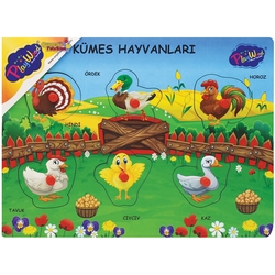 PlayWood Eğitici Ahşap Tutmaçlı Yer Bulma Oyunu Sevimli Çiftlik ve Kümes Hayvanları - 3