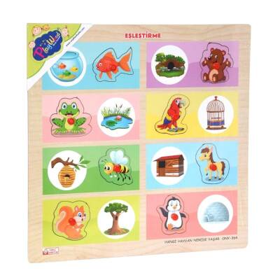 PlayWood Eğitici Ahşap Tutmalı Eşleştirme Hangi Hayvan Nerede Yaşar - 2