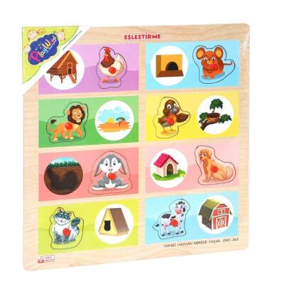 PlayWood Eğitici Ahşap Tutmalı Eşleştirme Hangi Hayvan Nerede Yaşar - 3
