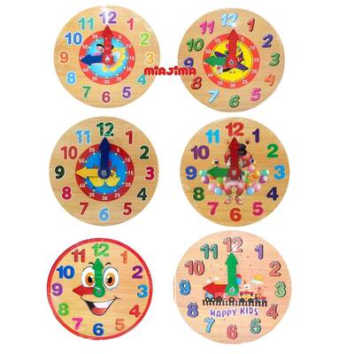 Playwood Ahşap Saat Eğitici Renkli Saat - 1