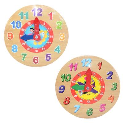 Playwood Ahşap Saat Eğitici Renkli Saat - 3