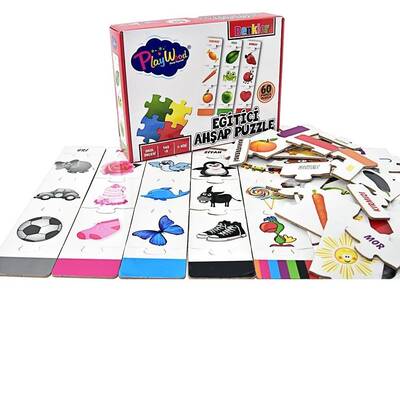 PlayWood Okul Öncesi Eğitici Ahşap Puzzle Renkler 60 Parça - 1