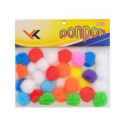 Ponpon Orta Boy No:2 30’lu Renkli Hobi Ponponu El İşi Süsleme ve Etkinlik Malzemesi - 1