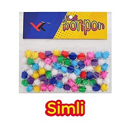Ponpon Simli Mini Boy No:1 70’li Renkli Hobi Ponponu El İşi Süsleme ve Etkinlik Malzemesi - Kika