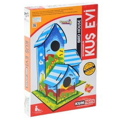 Redka Eğitici Ahşap Kuş Evi Boyanabilir Set 6 Renk Boya ve Fırça - 2