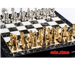 Sandıklı Paslanmaz Gold Silver Metal Satranç Takımı Seti Krom Kaplama Altın Krom 36 x36 Cm - 4