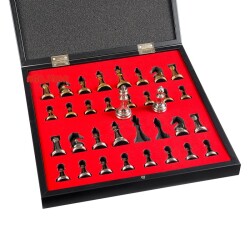 Sandıklı Paslanmaz Gold Silver Metal Satranç Takımı Seti Krom Kaplama Altın Krom 36 x36 Cm - 5