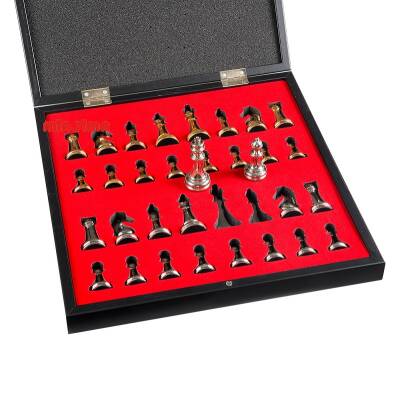 Sandıklı Paslanmaz Gold Silver Metal Satranç Takımı Seti Krom Kaplama Altın Krom 36 x36 Cm - 5
