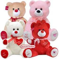 Selay Oyuncak Fularlı Kalpli Love Peluş Ayıcık 60 Cm 4 Renk - Selay